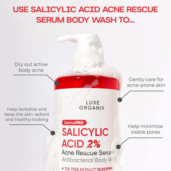 Luxe Organix DermaPro Salicylic Acid Acne Rescue Serum Body Wash