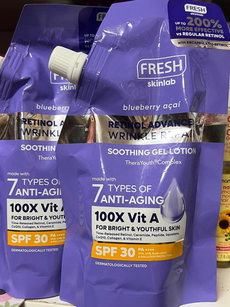 FRESH Skinlab Blueberry Acai Retinol Advance Wrinkle Repair Soothing Gel Lotion SPF 30 200ml
