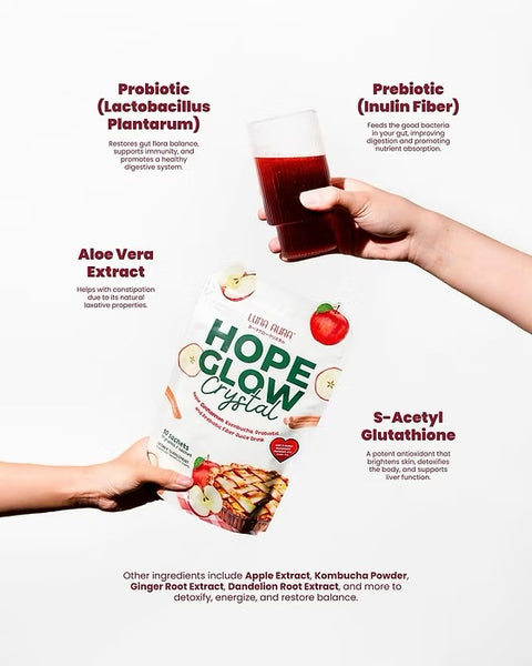 Hope Glow Crystal Apple Cinnamon Kombucha, Probiotic and Prebiotic Fib
