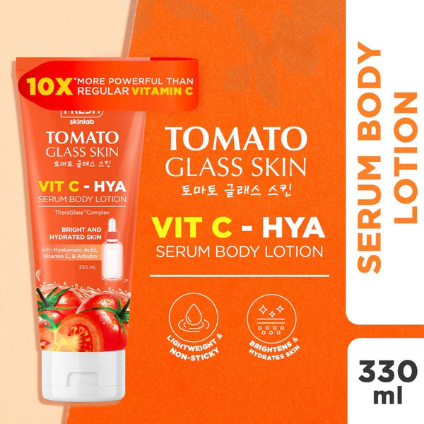 𝗙𝗿𝗲𝘀𝗵 𝗦𝗸𝗶𝗻𝗹𝗮𝗯 𝗧𝗼𝗺𝗮𝘁𝗼 𝗚𝗹𝗮𝘀𝘀 𝗦𝗸𝗶𝗻 Vit C - HYA Serum Body Lotion