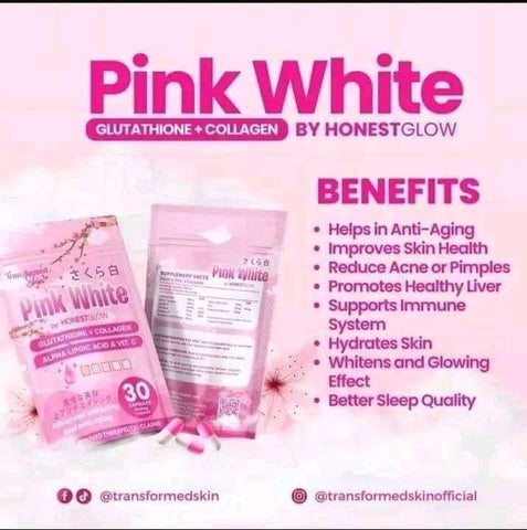 Honest Glow  Pink White  ( Glutathione + Collagen ) by Transformed Skin