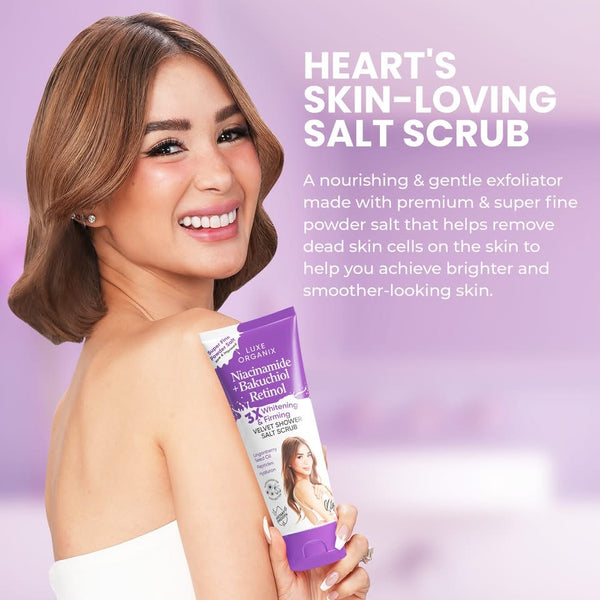 Luxe Organix Niacinamide + Bakuchiol Retinol Velvet Shower Salt Scrub 320 g