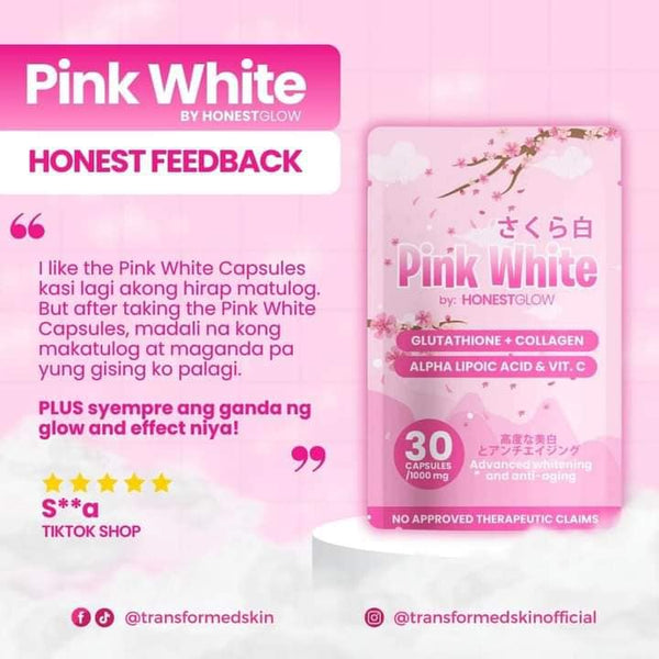 Honest Glow  Pink White  ( Glutathione + Collagen ) by Transformed Skin
