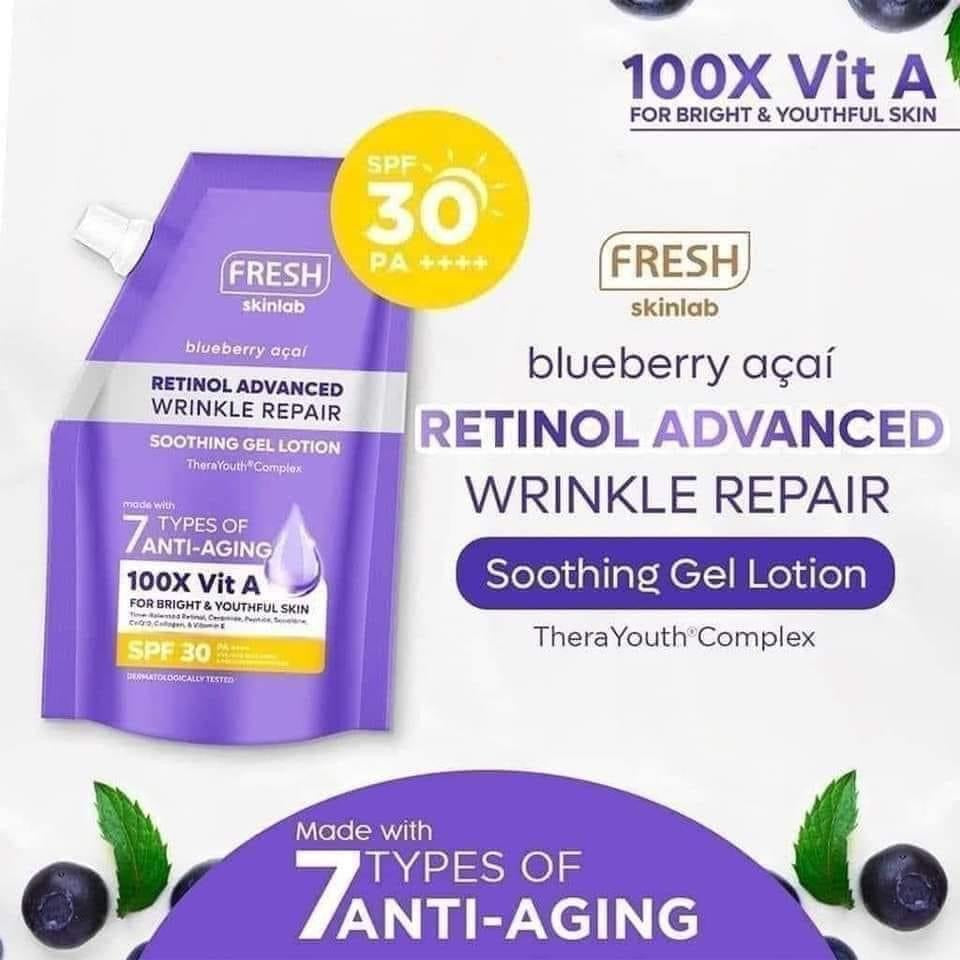FRESH Skinlab Blueberry Acai Retinol Advance Wrinkle Repair Soothing Gel Lotion SPF 30 200ml