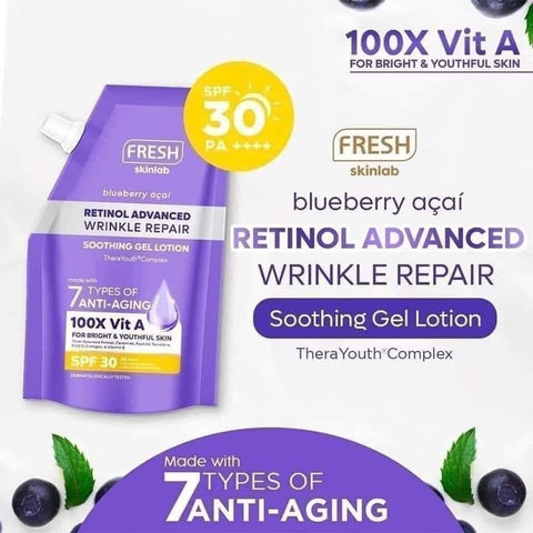 FRESH Skinlab Blueberry Acai Retinol Advance Wrinkle Repair Soothing Gel Lotion SPF 30 200ml