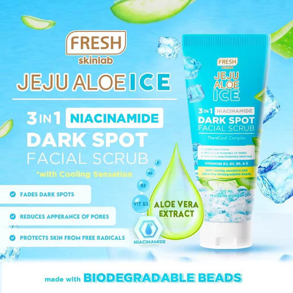 𝗙𝗿𝗲𝘀𝗵 𝗦𝗸𝗶𝗻𝗹𝗮𝗯 Jeju Aloe Ice 3 in 1 Niacinamide Dark Spot  Facial Scrub