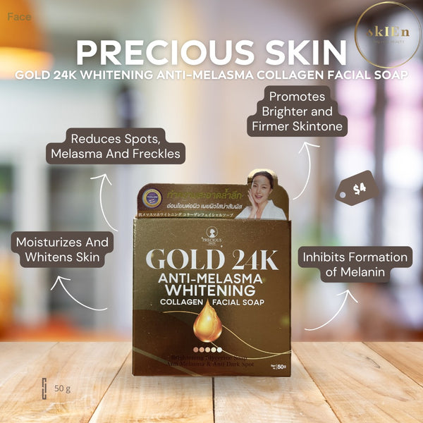 Precious Skin Thailand Gold 24K Anti-Melasma Whitening Collagen Facial Soap