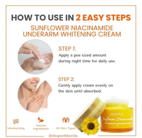 Bonita Sunflower Niacinamide Underarm  Whitening Cream