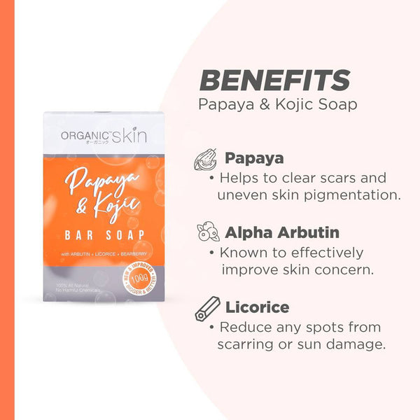 Organic Skin Japan Papaya & Kojic Whitening Soap with Arbutin 100g