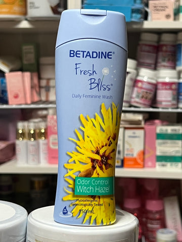 Betadine Fresh Bliss Daily Feminine Wash Odor Control. Witch Hazel 150 mL