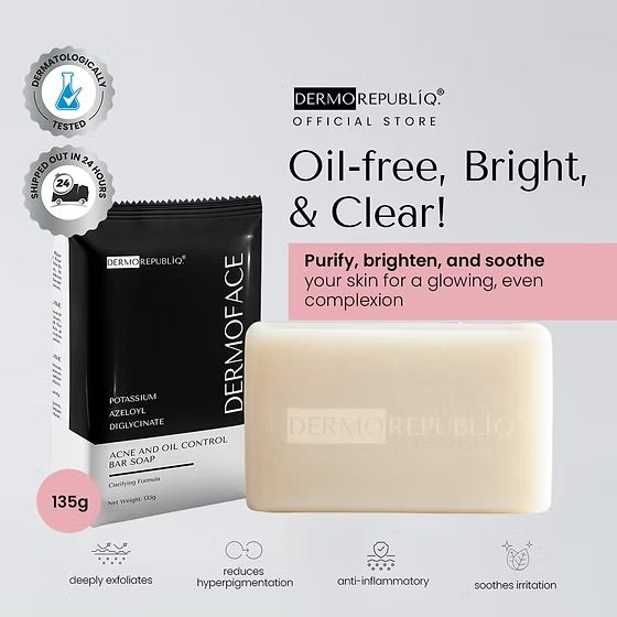 DERMOREPUBLIQ dermoface potassium azeloyl diglycinate Acne and Oil Bar Soap 135g