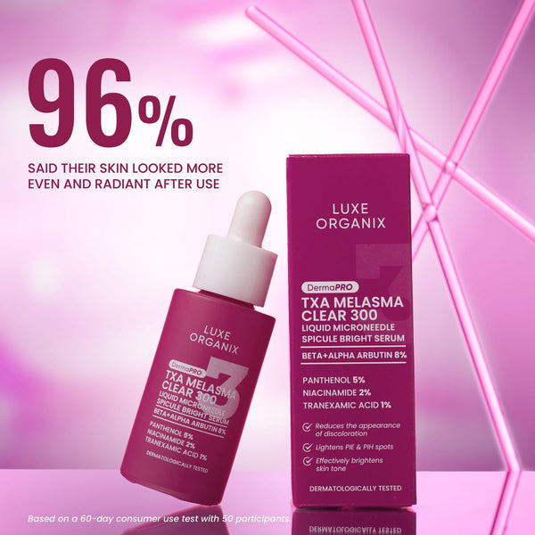 Luxe Organix 𝗗𝗘𝗥𝗠𝗔𝗣𝗥𝗢 𝗧𝗫𝗔 𝗠𝗲𝗹𝗮𝘀𝗺𝗮 𝗖𝗹𝗲𝗮𝗿 𝟯𝟬𝟬 𝗠𝗶𝗰𝗿𝗼𝗻𝗲𝗲𝗱𝗹𝗲 𝗦𝗽𝗶𝗰𝘂𝗹𝗲 𝗕𝗿𝗶𝗴𝗵𝘁 𝗦𝗲𝗿𝘂𝗺