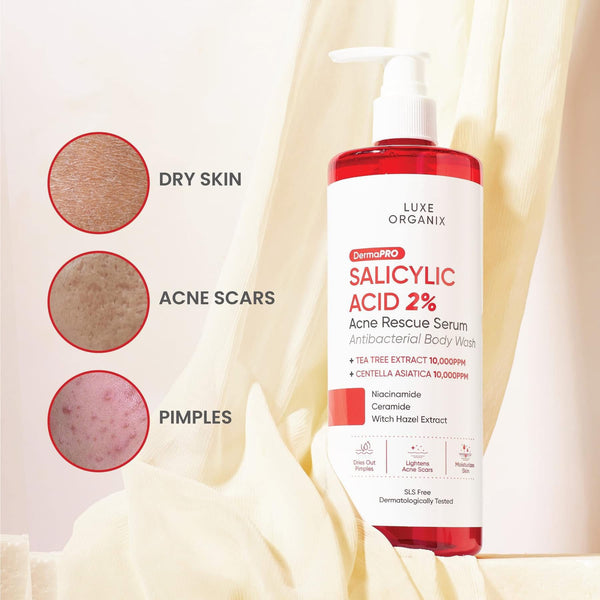 Luxe Organix DermaPro Salicylic Acid Acne Rescue Serum Body Wash