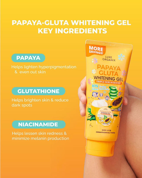 Luxe Organix Papaya Gluta Whitening Gel Triple Serum Boost 300mL