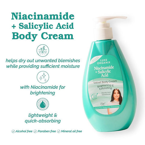 Luxe Organix Niacinamide + Salicylic Acid Velvet Body Cream 400ml