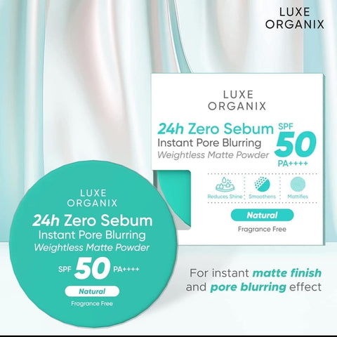 Luxe Organix 24H Zero Sebum Instant Pore Blurring Weightless Matte Powder Natural