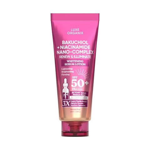 Luxe Organix Bakuchiol + Niacinamide Nano-complex Renew & Illuminate Whitening Serum Lotion SPF 50+ PA++