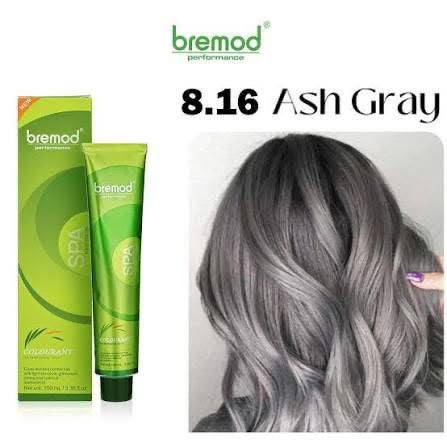Bremod 8.16 Ash Gray Hair Color Dye Cream 100ml oxidizer 9%