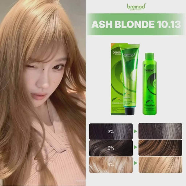 Bremod 10.13 Ash Blonde Hair Color Dye Cream 100ml oxidizer 9% (Copy)