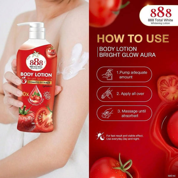 888 Total White Body Soap Bright Glow Aura Tomato Extract