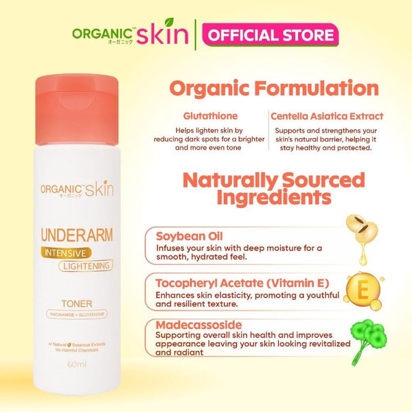 Organic Skin Japan Intensive Whitening Underarm Toner (60ml) Armpit Whitener with Sunflower Oil