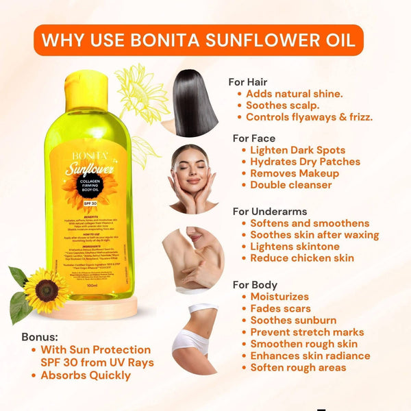 Bonita Sunflower Oil SPF 30 Collagen Firming Vitamin A | 100ML