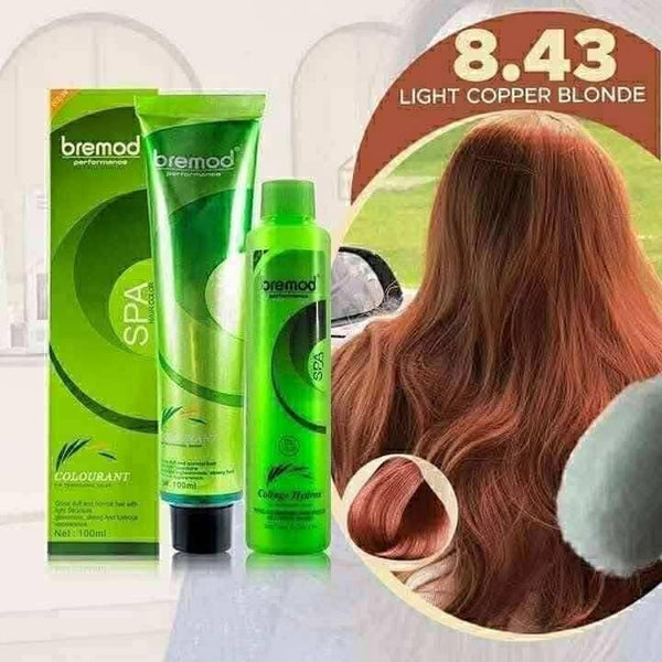 Bremod 8.43 Light Copper Blonde Hair Color Dye Cream 100ml oxidizer 9%