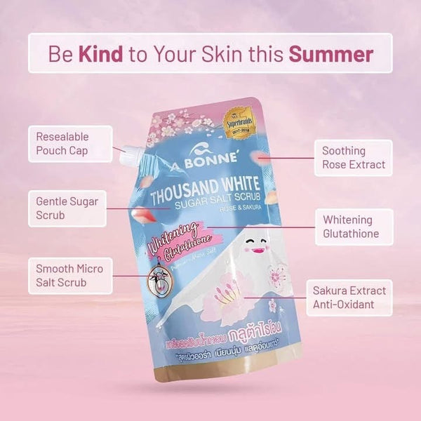 ABONNE Thousand White Sugar Salt Scrub Rose & Sakura, 350g