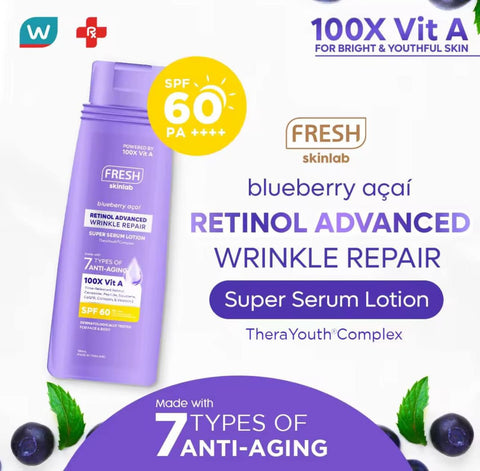 FRESH Skinlab Blueberry Acai Retinol Advance Wrinkle Repair Super Serum Lotion SPF 60 180ml