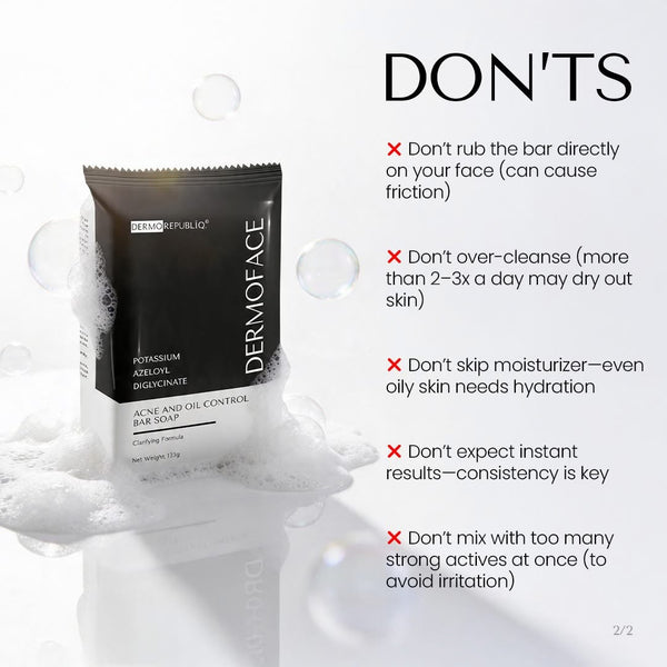 DERMOREPUBLIQ dermoface potassium azeloyl diglycinate Acne and Oil Bar Soap 135g