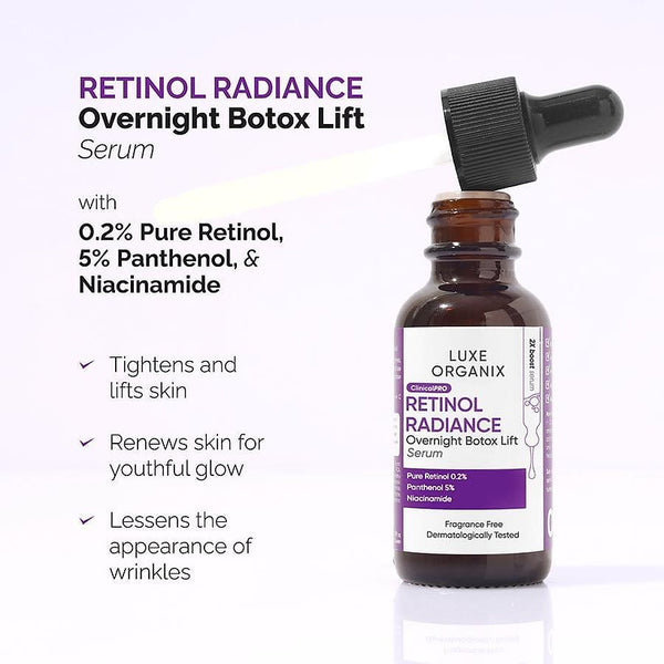 Luxe Organix Retinol Radiance Overnight Botox Lift Serum 30ml