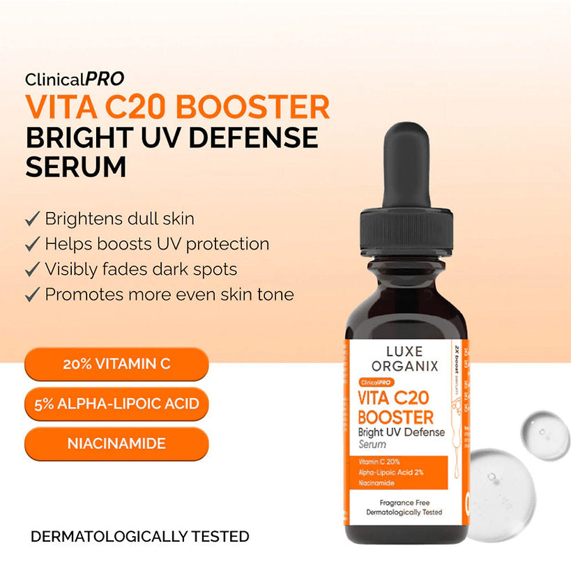 Luxe Organix ClinicalPRO Vita C20 Booster Bright UV Defense Serum 30ml