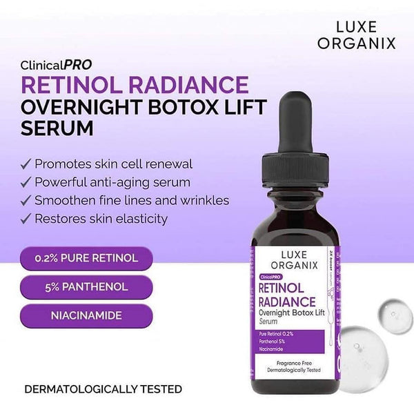 Luxe Organix Retinol Radiance Overnight Botox Lift Serum 30ml