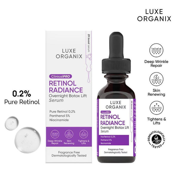 Luxe Organix Retinol Radiance Overnight Botox Lift Serum 30ml