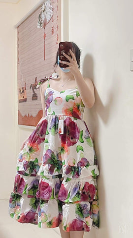 MACEY Premium and Gold Quality Self Tie Layered Maxi Dress