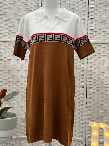 ELAINE Premium Quality Knitted Polo Mini Dress