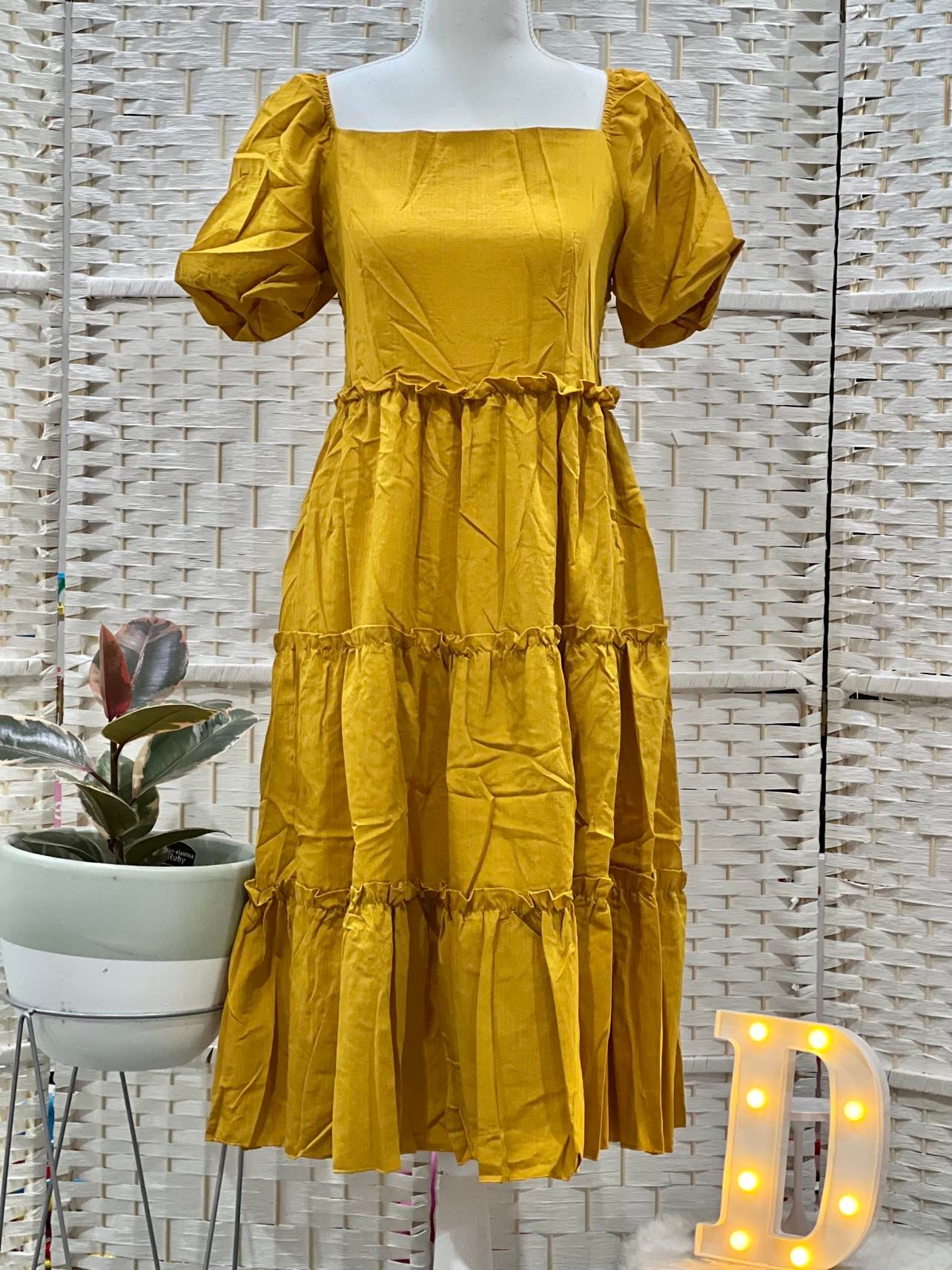 JENNY Premium and Gold Quality Layered Dress with Puff Sleeves (Smocking Back)