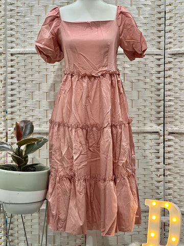 JENNY Premium and Gold Quality Layered Dress with Puff Sleeves (Smocking Back)