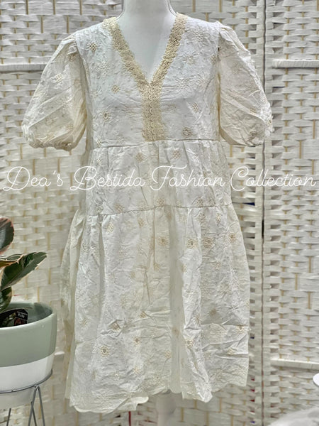 VANESSA Baby Doll Dress (Eyelet and Embroidered Design)