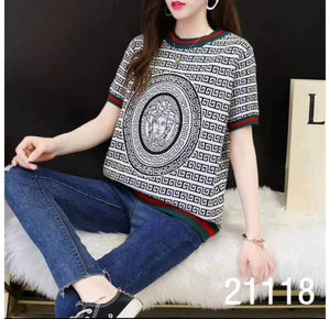 CHRISSA  Premium Quality Korean Knitted Short Sleeves Top