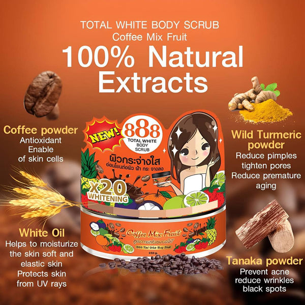 888 Total White Body Scrub Coffee Mix Fruit