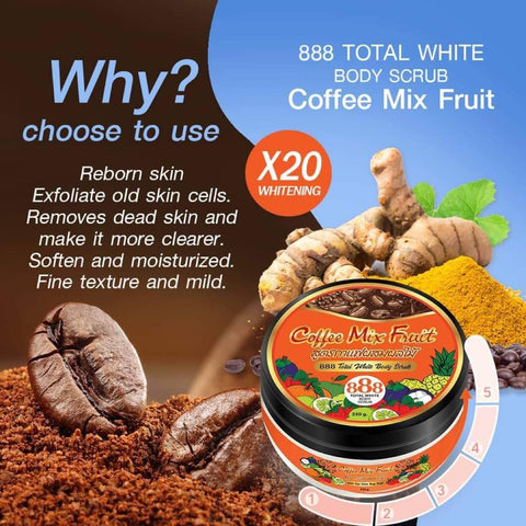 888 Total White Body Scrub Coffee Mix Fruit