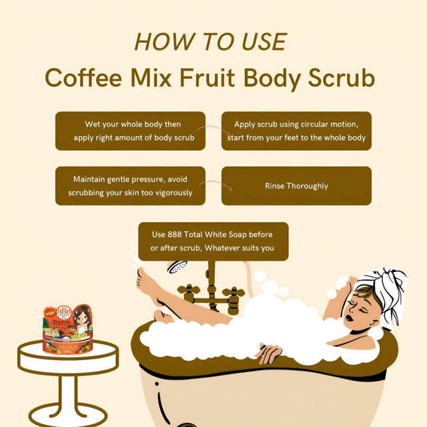 888 Total White Body Scrub Coffee Mix Fruit