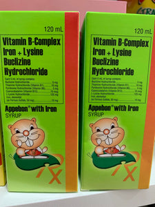 Appebon Vitamin B-Complex + Iron + Lysine + Buclizine HCl Syrup 120ml