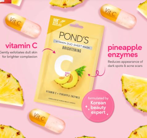 Pond's Vitamin Duo Face Mask with Vitamin C + Pineapple Enzymes for Brightening 20g