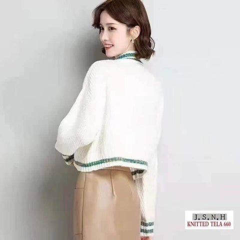 AVA Premium Quality Bangkok Knitted Cardigan (Color: Cream)