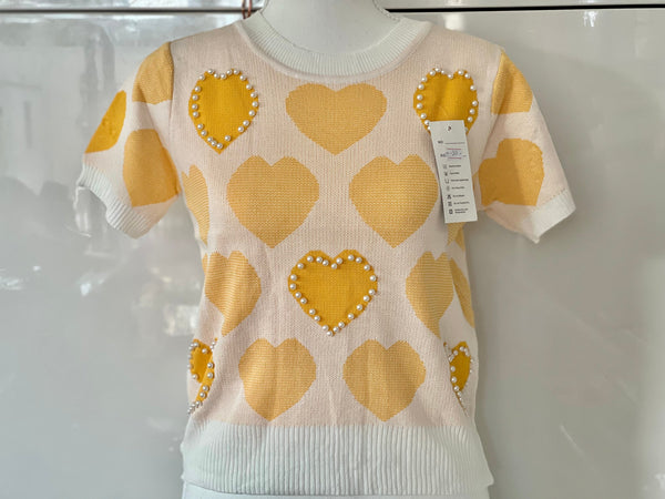 AVA Premium Quality Bangkok Knitted Top (Color: Pink Hearts)