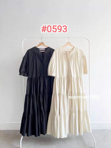 ELISHA Premium Quality Bangkok Puff Dress  (Color: Beige)