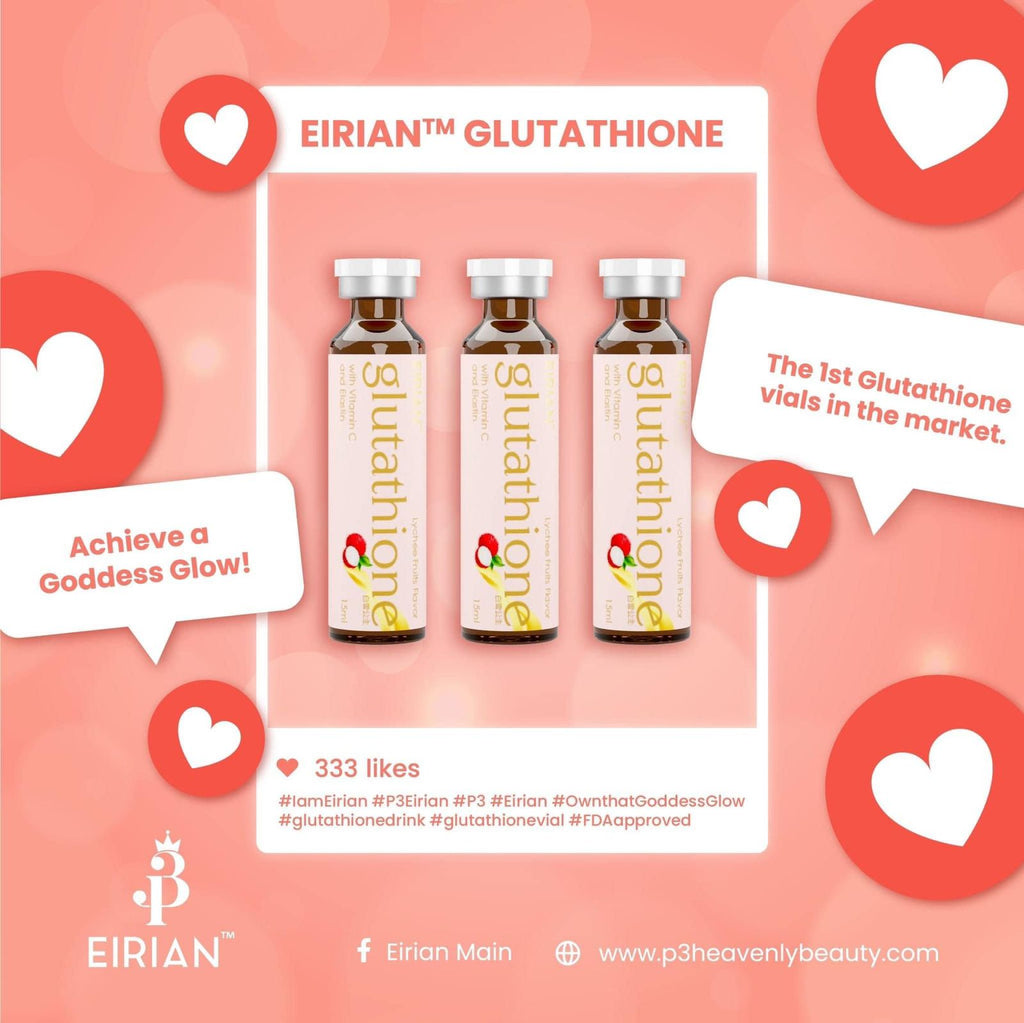 eirian glutathione with Vitamin C and Elastin Lychee Flavored Drink, 8 Vialsx15ml each - NEW Packaging, Regular Size : Buy Online at Best Price in KSA MY TOP 3 FACE &