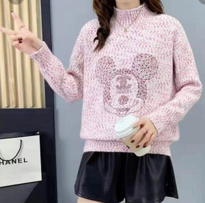 VIKA Premium Quality Korean Knitted Turtle Neck Top (Color: Pink)